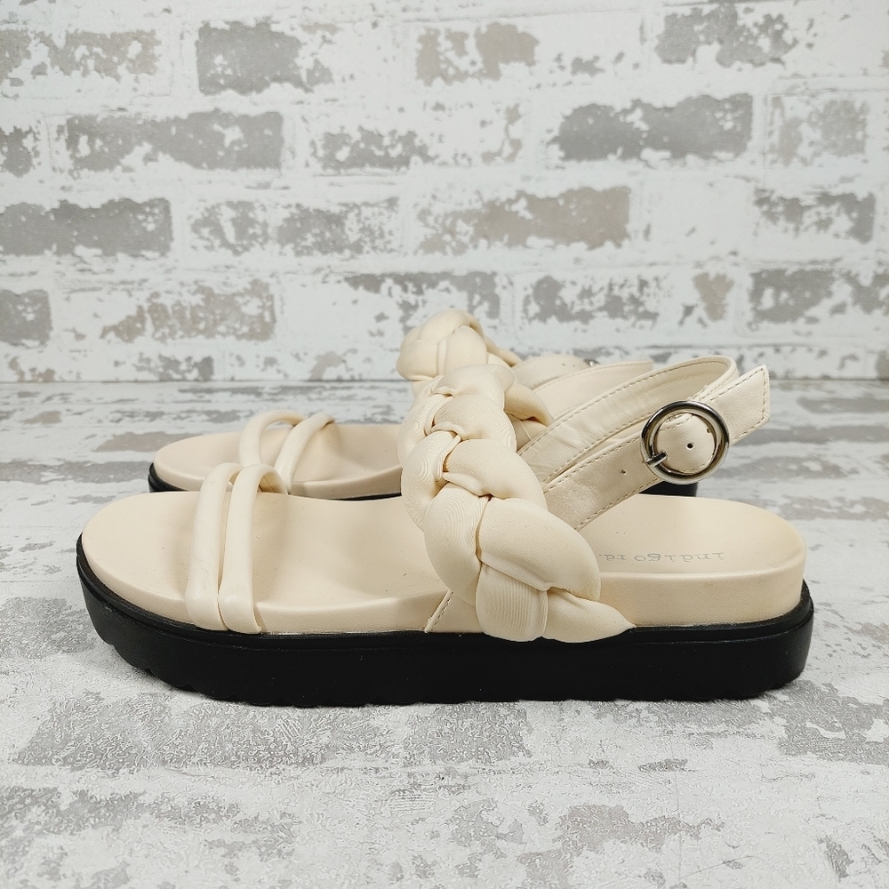 Indigo rd. Lerin Chunky Platform Braid Sling Back Sandals in Ivory H344
